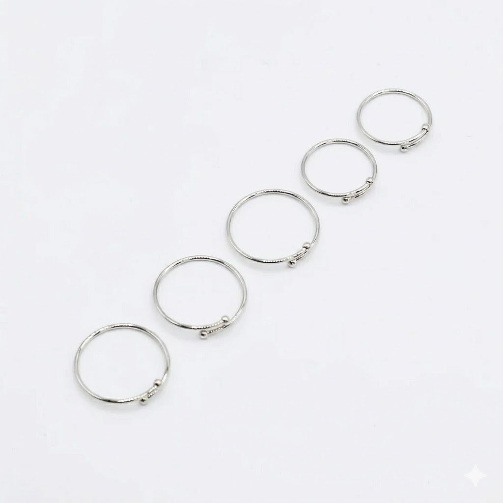 Set 5 Fedine Lisce Regolabili in Acciaio Inossidabile per Uso Versatile e Pratico Accessorio Essenziale