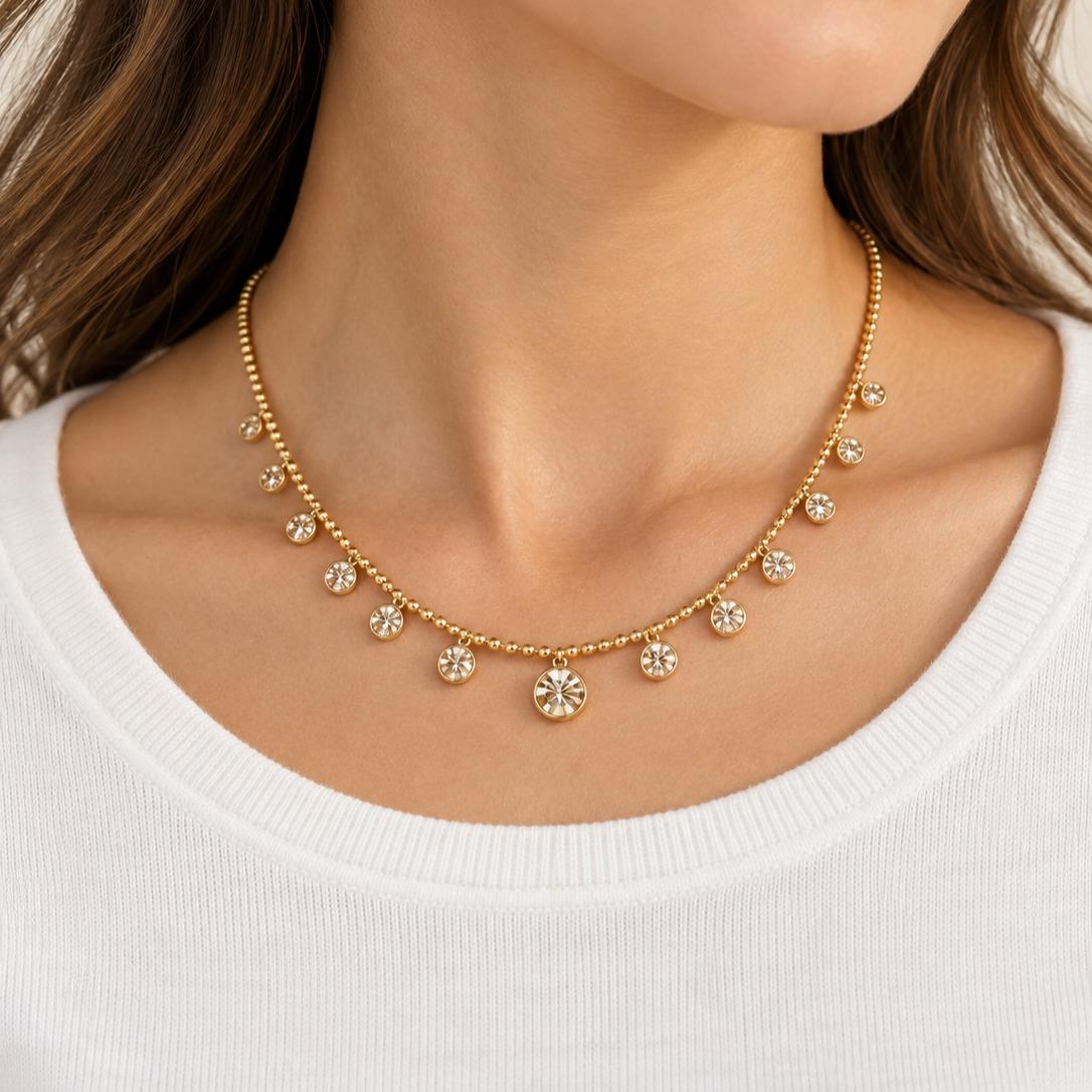 Collana Aurelia in acciaio e zirconi