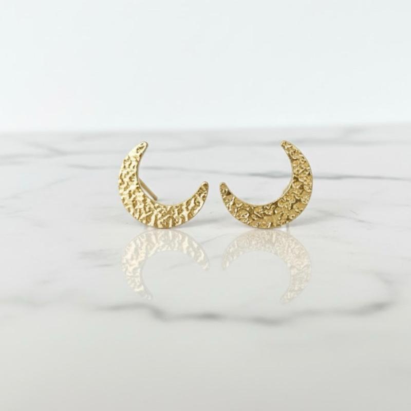 Orecchini Moon Acciaio Inox Martellato a Lobo Stile Elegante e Moderno per Donna