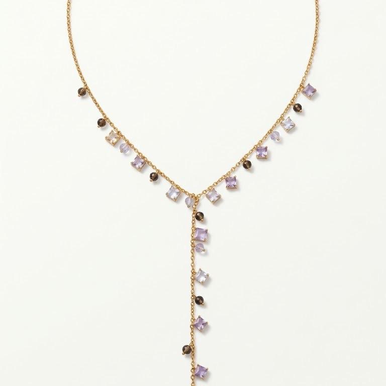 Collana Prisma pendente in acciaio e cristalli