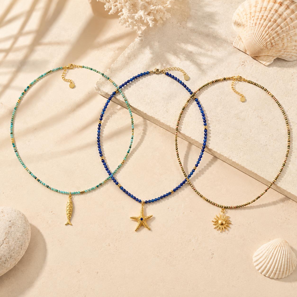 Collana Nerea in acciaio e perline