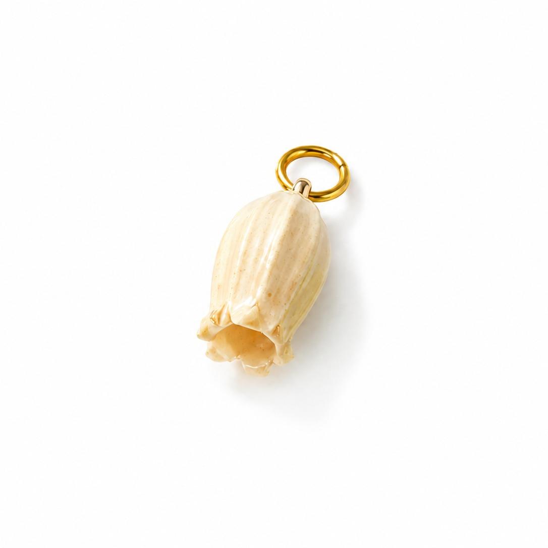 Charm bocciolo di Campanella vero fiore essiccato e resinato con base in acciaio perfetto per collane, orecchini, bracciali