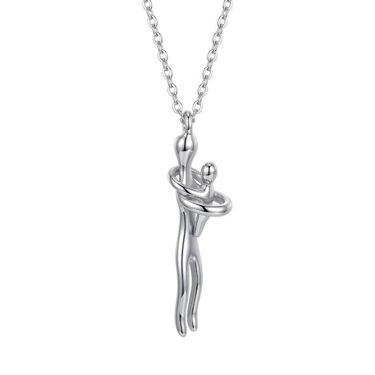 Collana Abbracciami in Acciaio Inox Design Elegante con Figura Abbracciata per Donna Accessorio Moderno e Sofisticato per Occasioni Speciali e Quotidiane