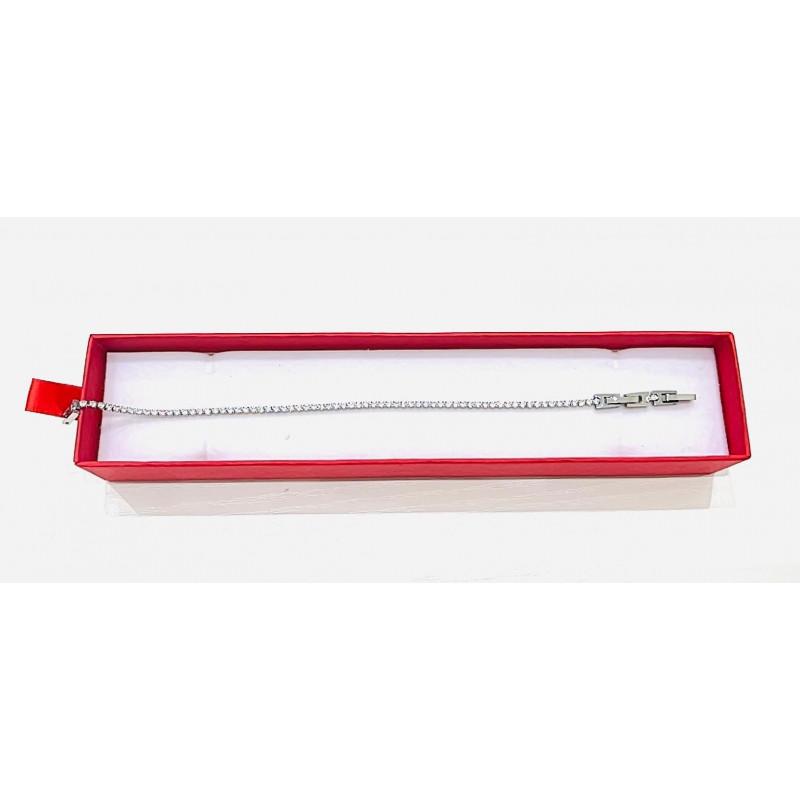 Bracciale SLIM TENNIS con Zirconi Bianchi con chiusura regolabile Luminosi in Versione Argento o Dorata Versatile e Perfetto per Ogni Outfit