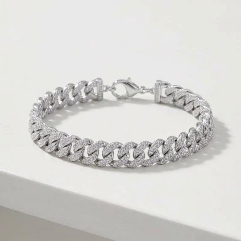 Bracciale Barbara maglia groumette in acciaio e zirconi