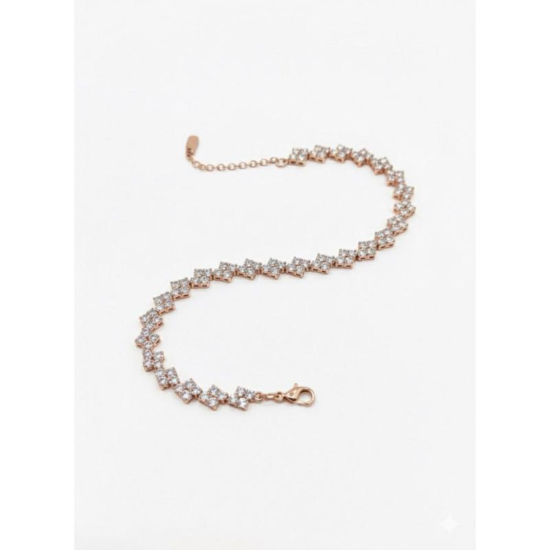 MARYLIN Bracciale Tennis MARYLIN in Rose Gold con Cristalli Scintillanti Motivo Fiore o Quadrifoglio Accessorio Glamour Eleganza Eterna
