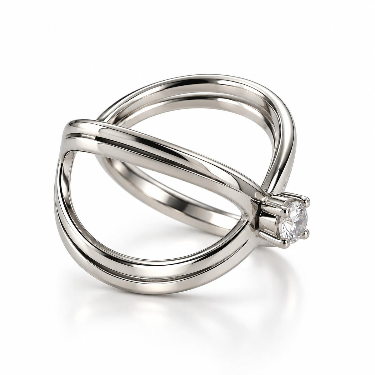 Anello Eterna in acciaio e zircone regolabile