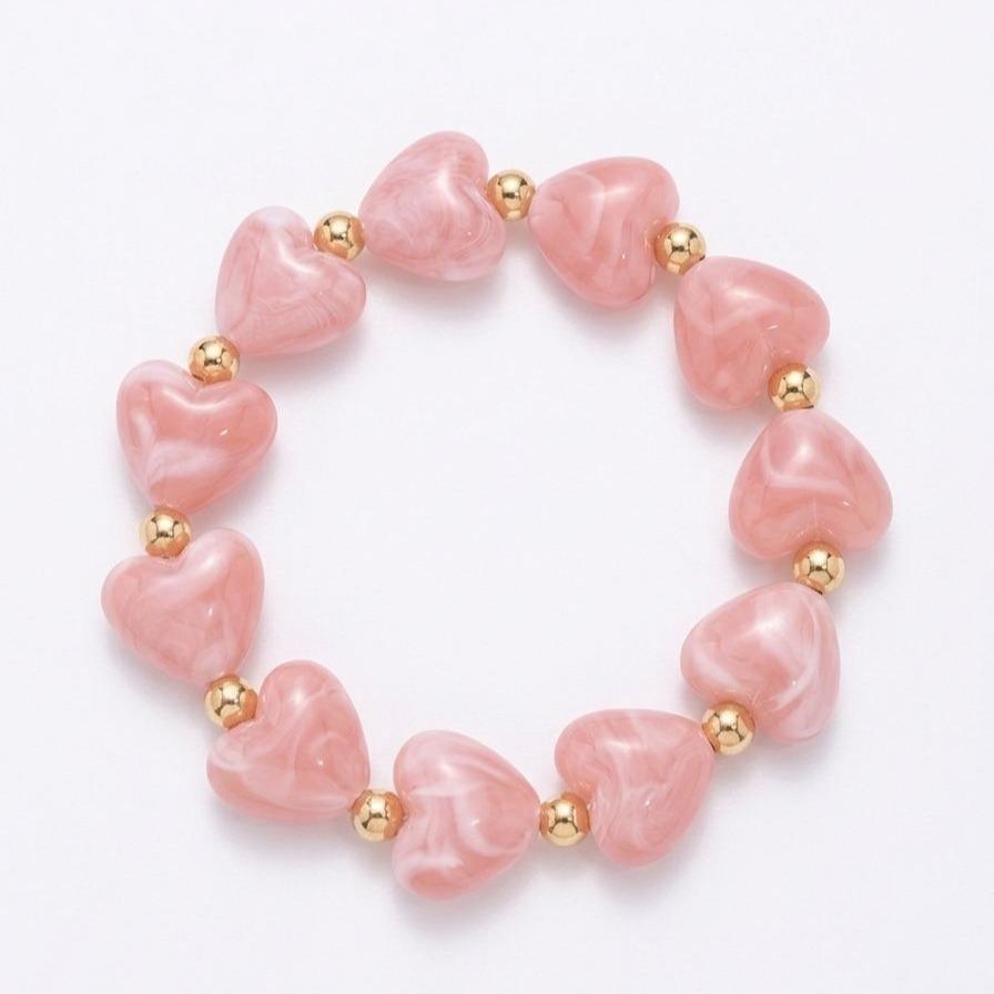 Bracciale Candy Heart elastico cuori i resina