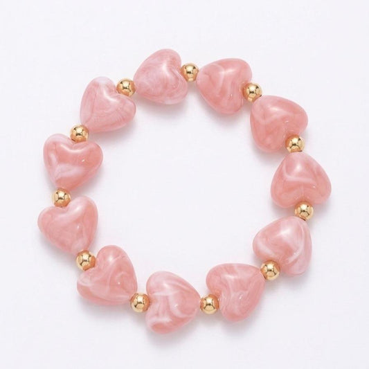 Bracciale Candy Heart elastico cuori i resina