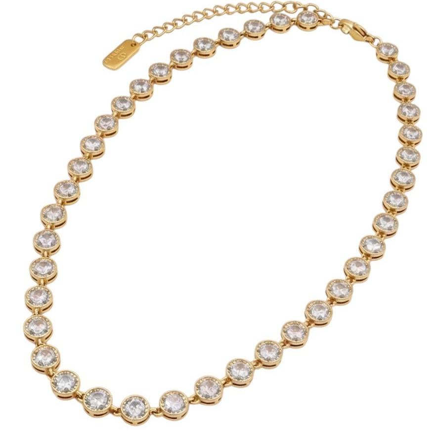 Girocollo Musa in Acciaio Inossidabile e Zirconi Brillanti Design Iconico Finitura Gold Chiusura Regolabile per Vestibilità Comoda e Stile Versatile