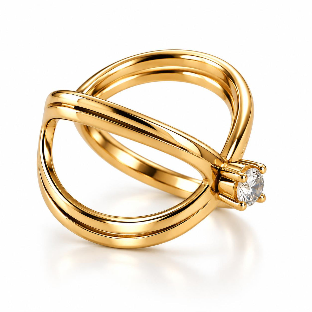 Anello Eterna in acciaio e zircone regolabile