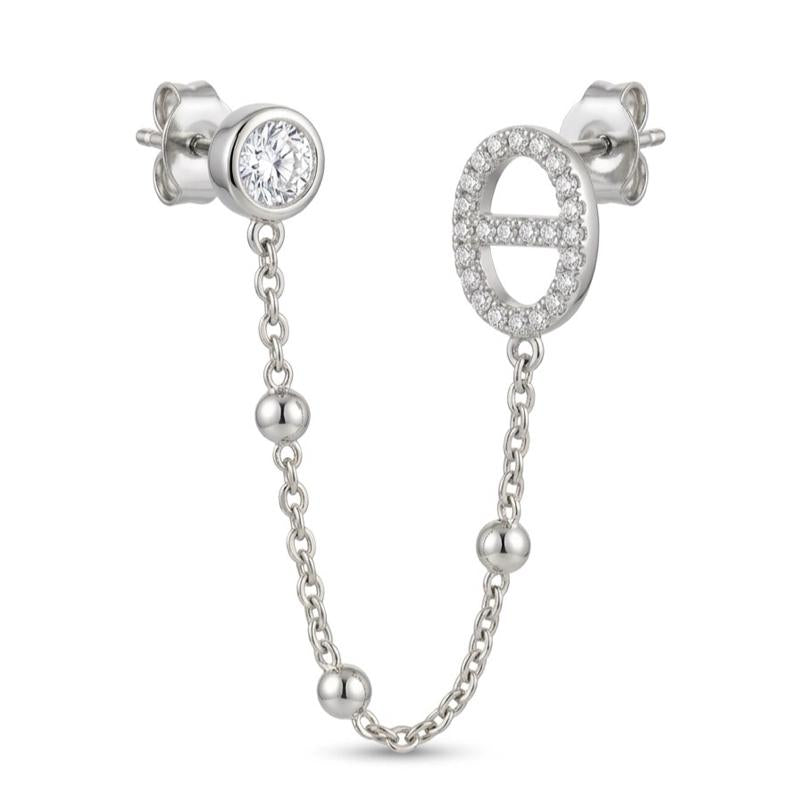 Orecchino Doppio Lobo con catena Elegante per Donna