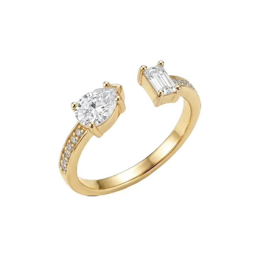 Anello Duo Open Acciaio con Doppio Design Elegante e Moderno per Donna