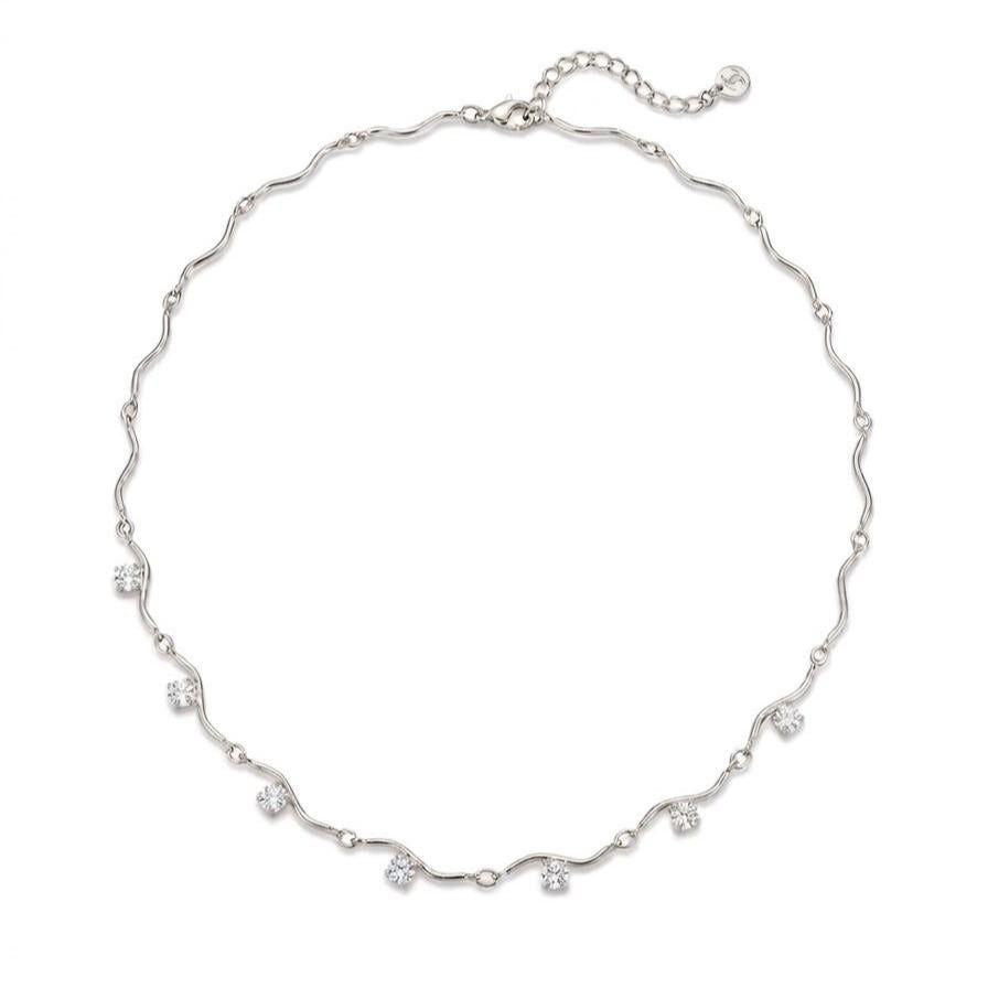 Collana Iris in acciaio inossidabile e zirconi versatile diventa anche chocker