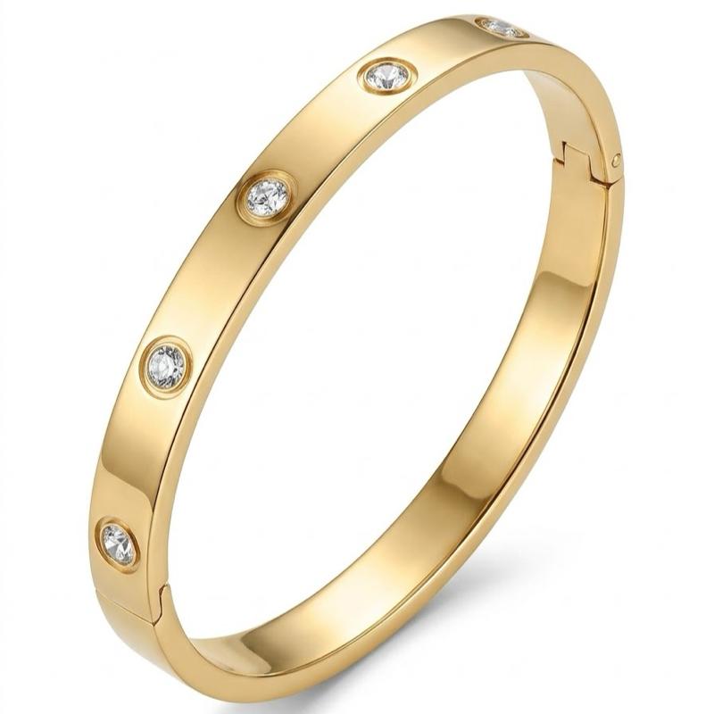 Bracciale Elettra in Acciaio Inox con Zirconi Incastonati Design Rigido per Vari Stili di Abbigliamento Elegante e Versatile