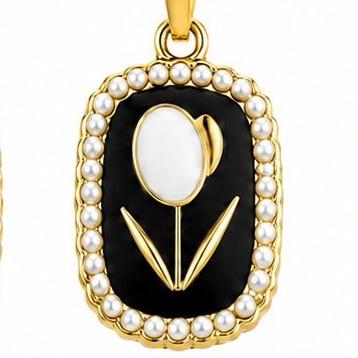 Collana Tuliperla in Acciaio Smaltato con Perle e Design Floreale Elegante per Donna