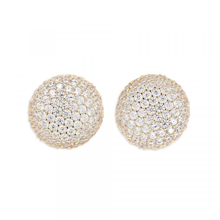 OR008 Orecchini SPARKLE clip in Oro con Pavé di Zirconi Brillanti e Chiusura a Clip per Comfort e Praticità
