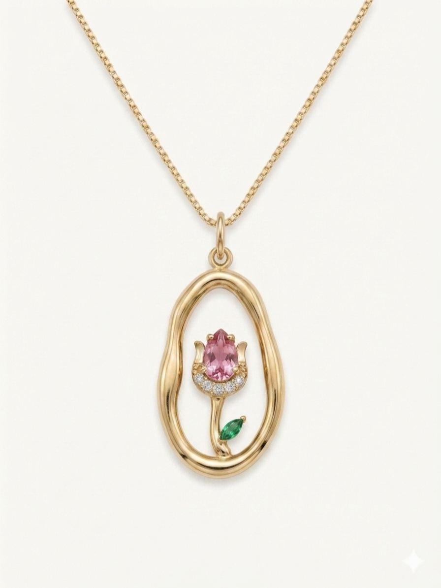 Collana Tulip: L’Eleganza Floreale Racchiusa in un Ovale
