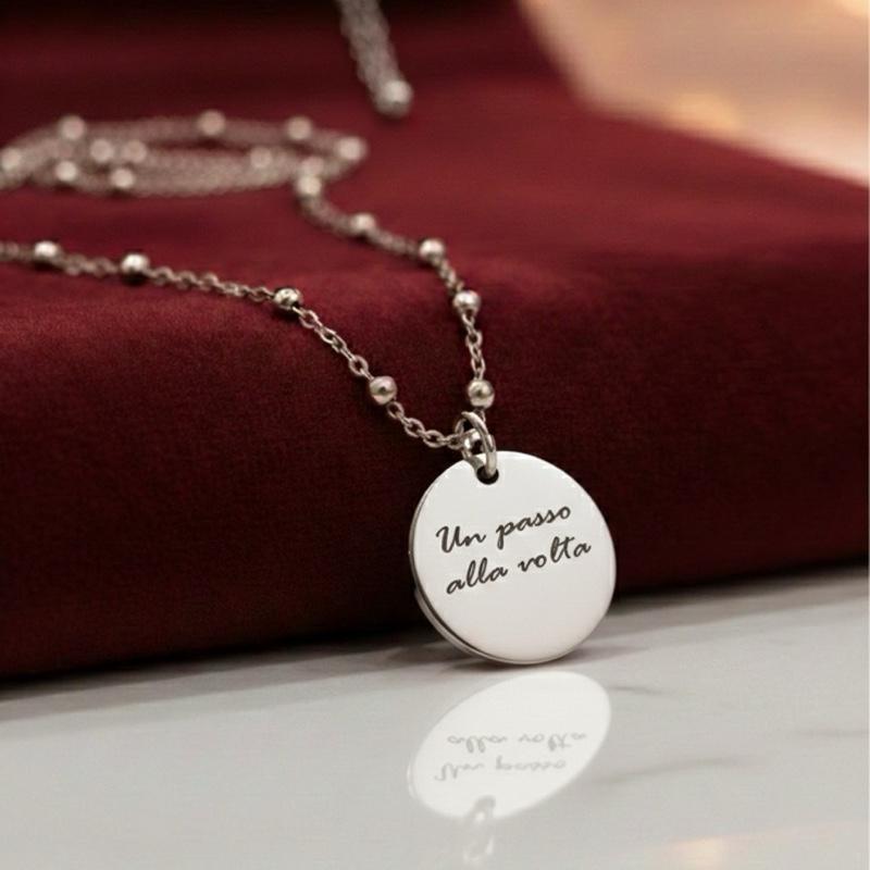 Collana Personalizzabile in Acciaio Inossidabile con Ciondolo da Incidere. Incisione Unisex