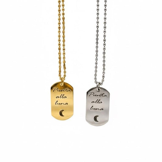 Collana Personalizzata Punta alla Luna in Acciaio Inossidabile con Design Luna Elegante e Durabile