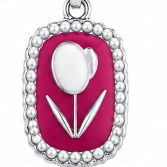 Collana Tuliperla in Acciaio Smaltato con Perle e Design Floreale Elegante per Donna