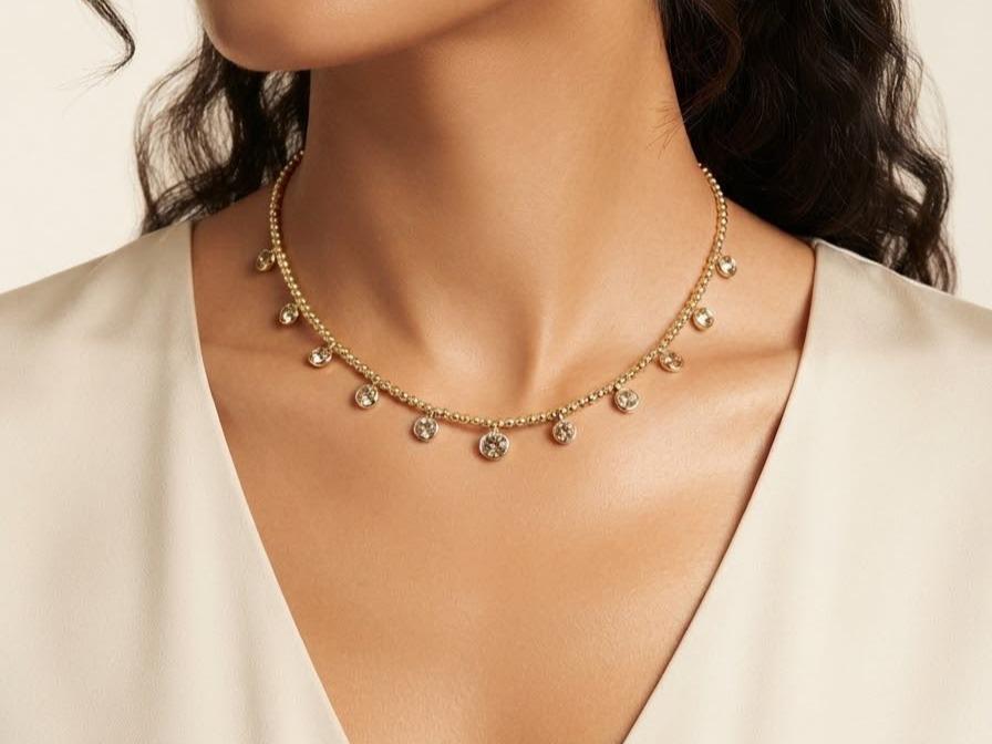 Collana Aurelia in acciaio e zirconi