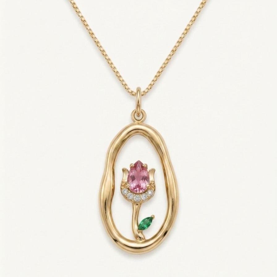 Collana Tulip: L’Eleganza Floreale Racchiusa in un Ovale