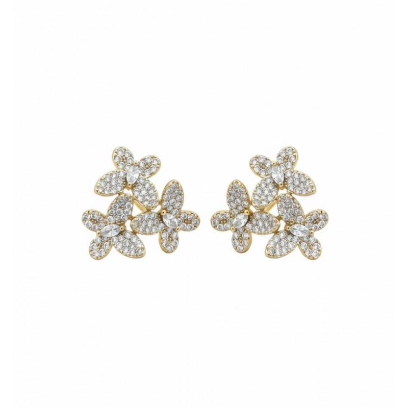 Orecchini WINGS in Metallo con Cristalli Brillanti Design a Doppia Farfalla Eleganti e Raffinati per Cerimonie e Uso Quotidiano