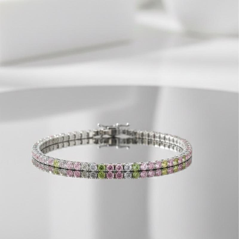 Bracciale Tennis in Acciaio Raffinato e Luminoso Classico Intramontabile con 4 Varianti di Colore per Adattarsi a Ogni Stile