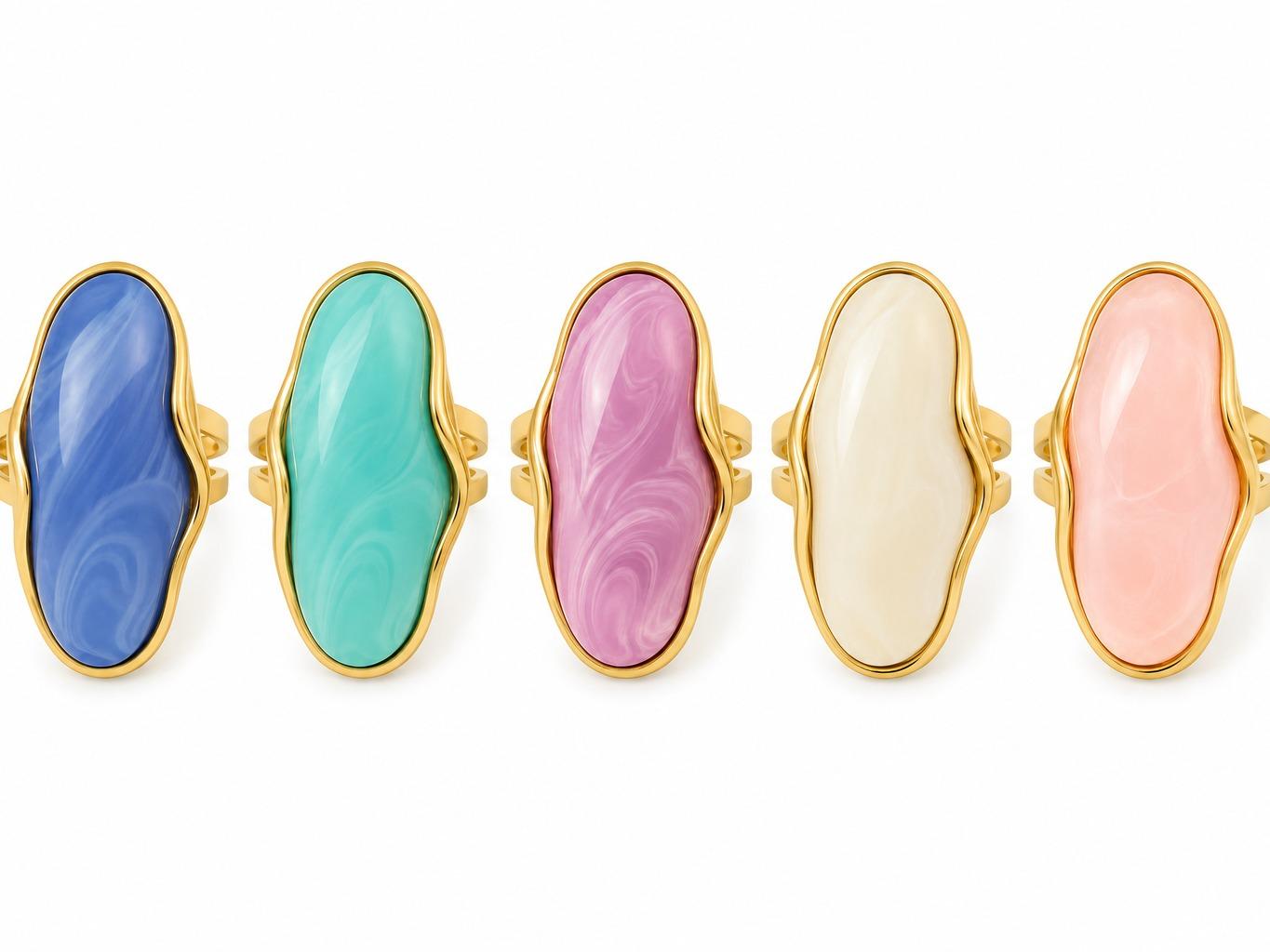 Anello Eterea in Acciaio e Pietra Regolabile Elegante e Versatile per Ogni Occasione