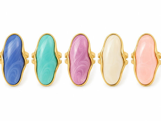 Anello Eterea in Acciaio e Pietra Regolabile Elegante e Versatile per Ogni Occasione