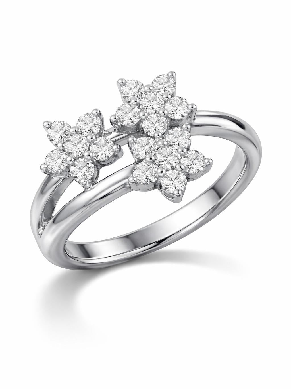 Anello in argento 925 Trilogy Flower Elegante e luminoso con tre fiori scintillanti regolabile per dito Perfetto per ogni giorno o occasioni speciali