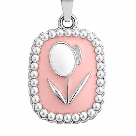 Collana Tuliperla in Acciaio Smaltato con Perle e Design Floreale Elegante per Donna
