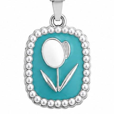Collana Tuliperla in Acciaio Smaltato con Perle e Design Floreale Elegante per Donna