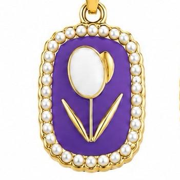 Collana Tuliperla in Acciaio Smaltato con Perle e Design Floreale Elegante per Donna