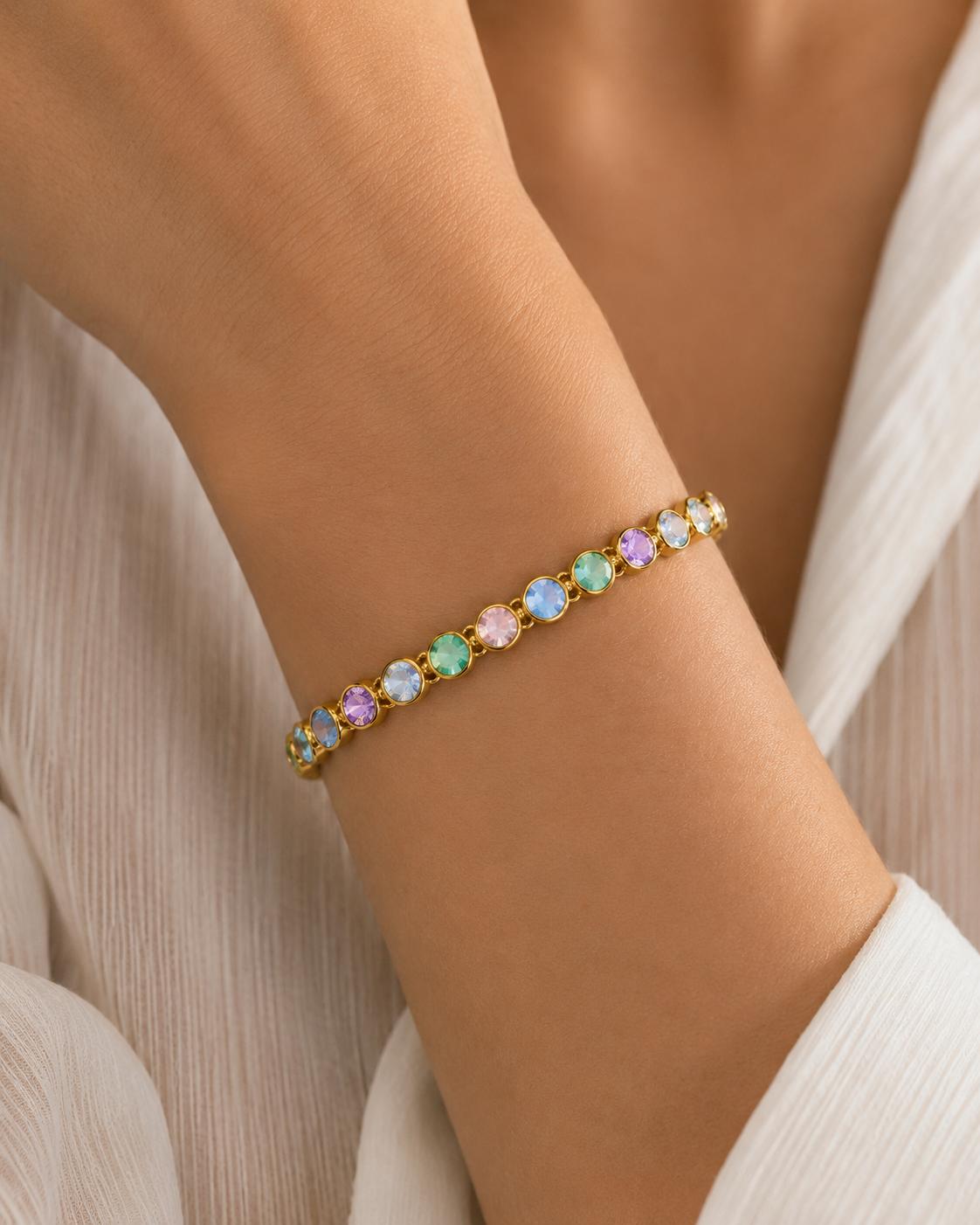 Bracciale Gemma Pastel in acciaio inossidabile e strass