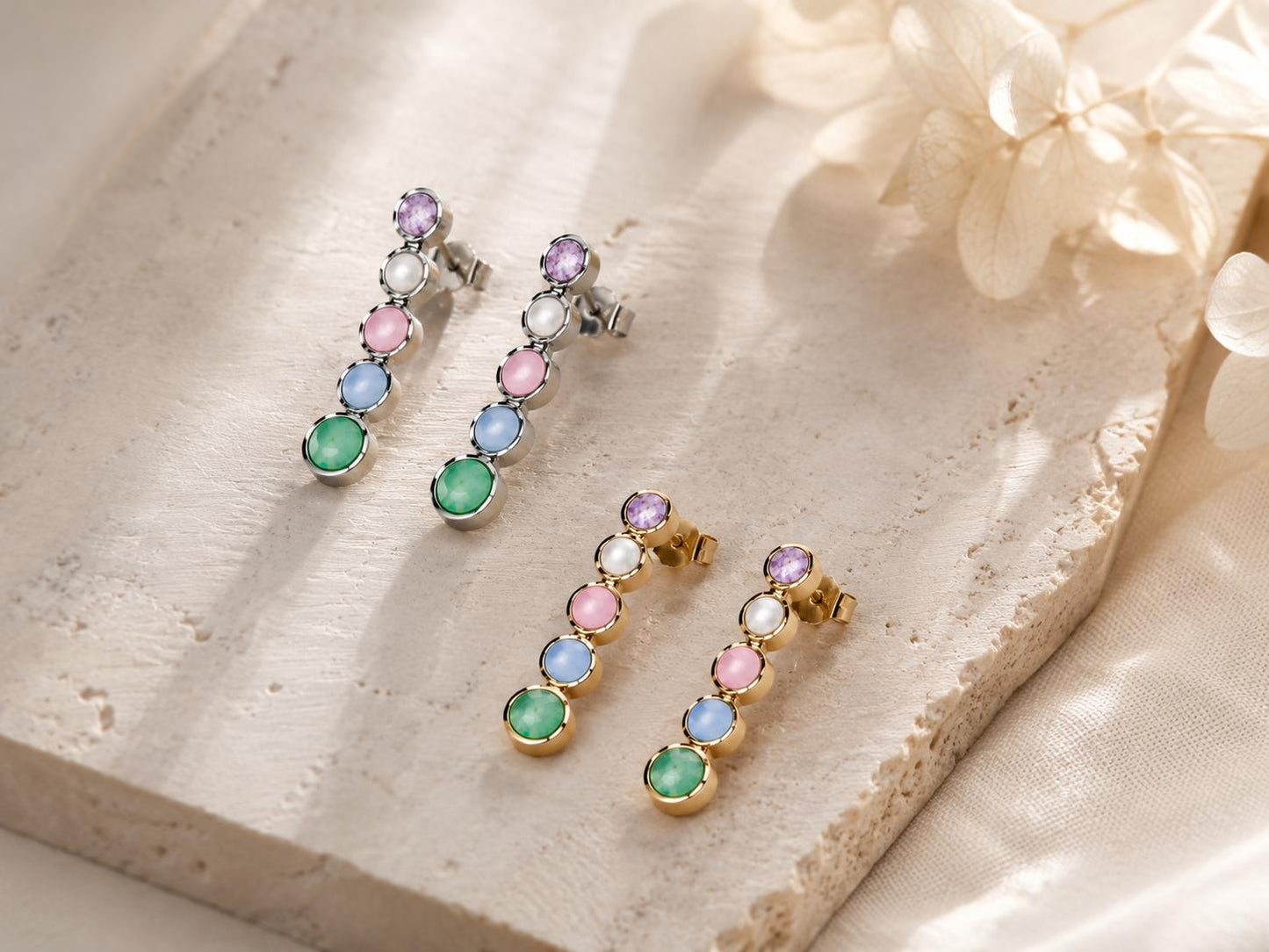 Orecchini Gemma Pastel in acciaio 316L