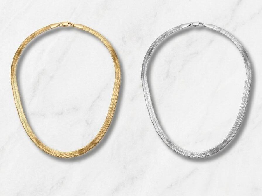 Collana Snake Acciaio Inox 316L Effetto Seta Minimalismo Moderno Gold e Silver Lucida a Specchio Ideale per Layering