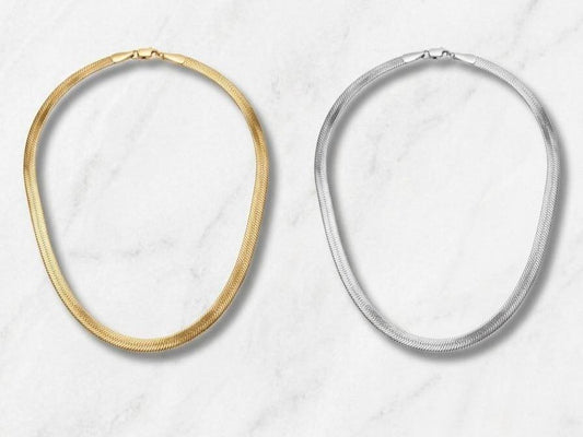 Collana Snake Acciaio Inox 316L Effetto Seta Minimalismo Moderno Gold e Silver Lucida a Specchio Ideale per Layering