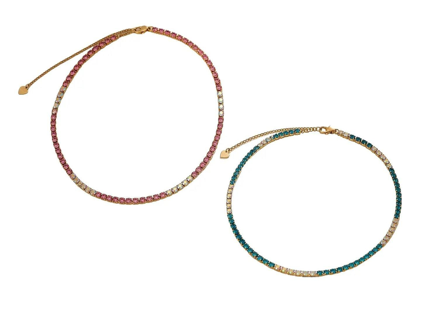 Girocollo Luce Pastel in acciaio e strass con cursore