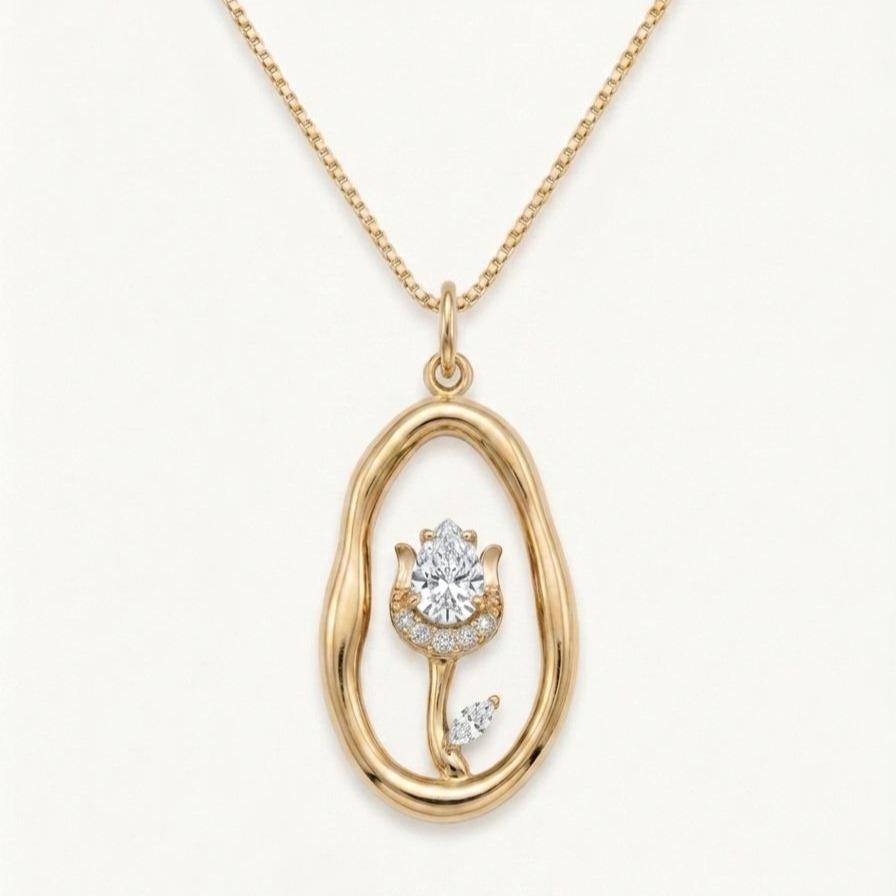 Collana Tulip: L’Eleganza Floreale Racchiusa in un Ovale
