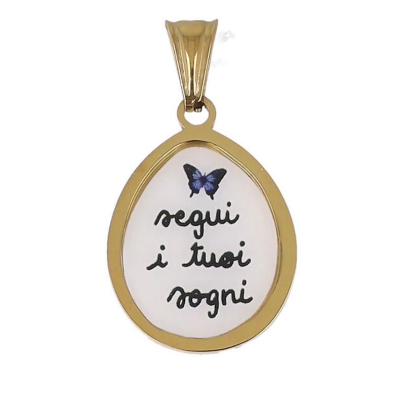 Charm Segui i tuoi sogni con farfalla blu in oro bianco per donna