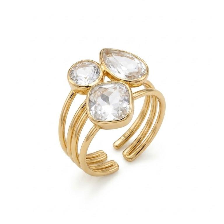 Anello Alicia in acciaio inossidabile e zirconi regolabile