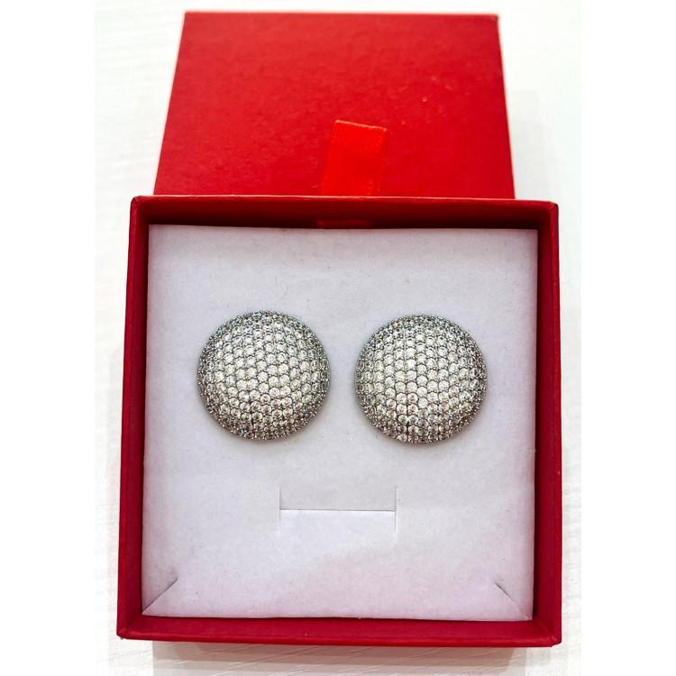 OR008 Orecchini SPARKLE clip in Oro con Pavé di Zirconi Brillanti e Chiusura a Clip per Comfort e Praticità