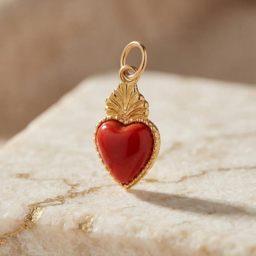 Charm Cuore Sacro in acciaio