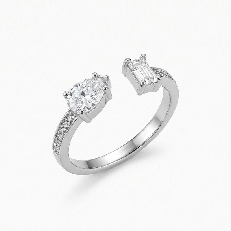 Anello Duo Open Acciaio con Doppio Design Elegante e Moderno per Donna