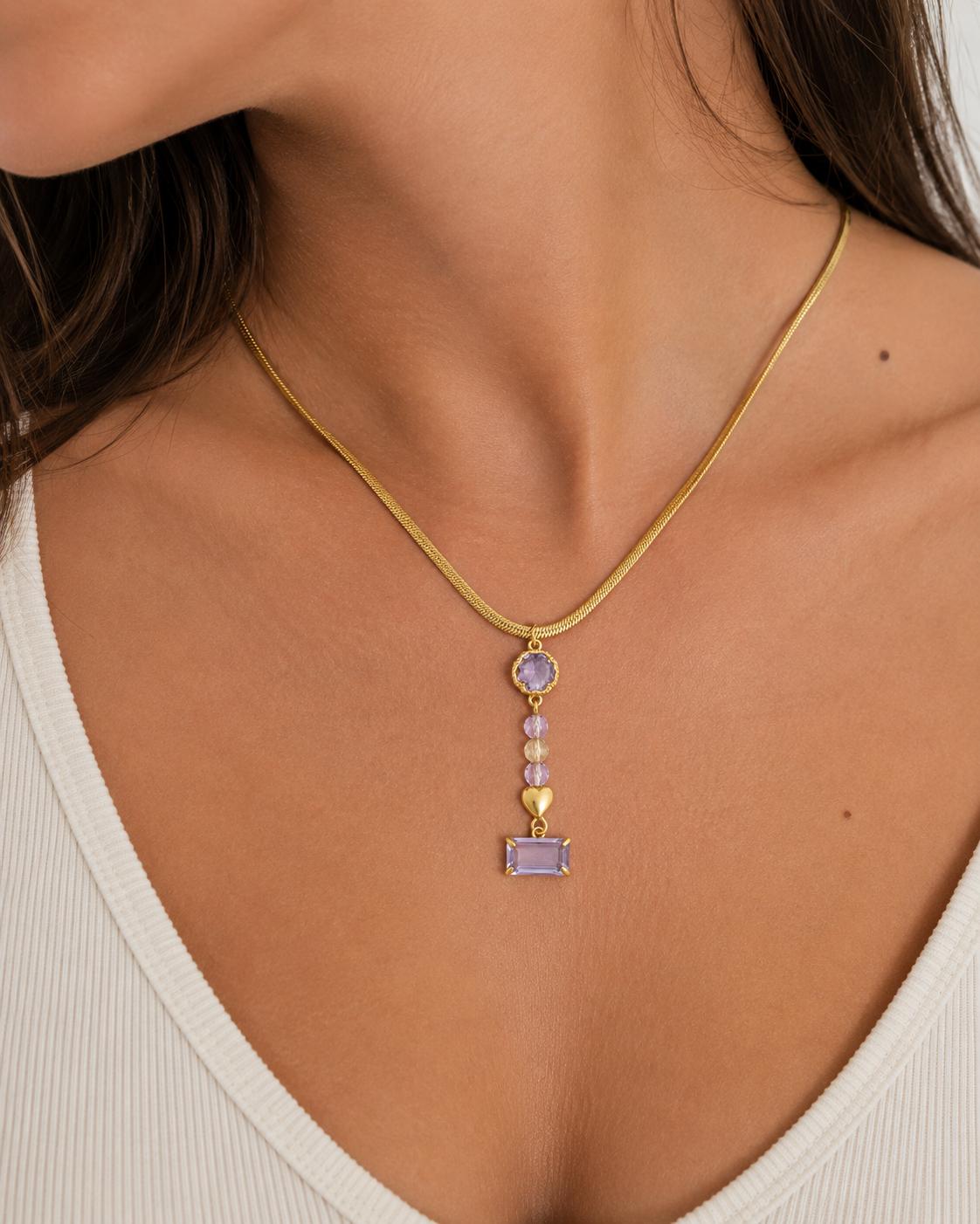 Collana Lulù in acciaio e cristalli fatta a mano da noi