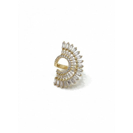 Anello Noor in Acciaio con Gemme Luminose Design a Ventaglio Aperto Elegante e Moderno per Ogni Outfit