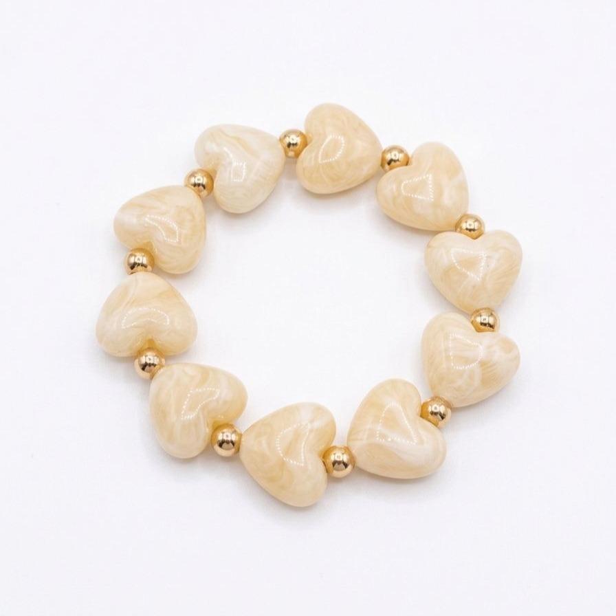 Bracciale Candy Heart elastico cuori i resina