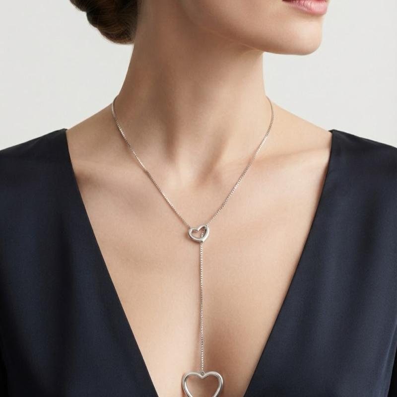 Collana Saliscendi Cuore in acciaio